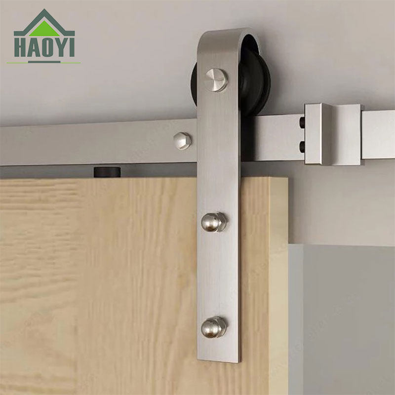 Barn door 304 stainless steel hanging rail track full set of pulley toilet folding sliding door partition custom accessories