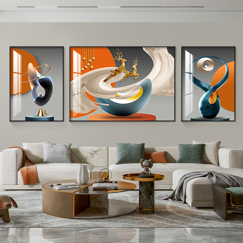 Living room sofa background wall decorative painting 2021 New light luxury modern high-grade atmospheric hanging painting elk mural