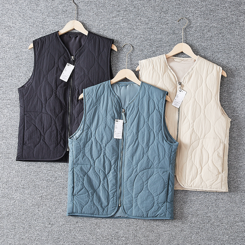 Japanese Export Heat Gourd-Shaped Quilted Padded Windproof and Waterproof Autumn and Winter Lightweight Thin Cotton Vest for Men and Women Japanese Export Heat Gourd-Shaped Quilted Padded Windproof and Waterproof Autumn and Winter Lightweight Thin Cotton Vest for Men and Women