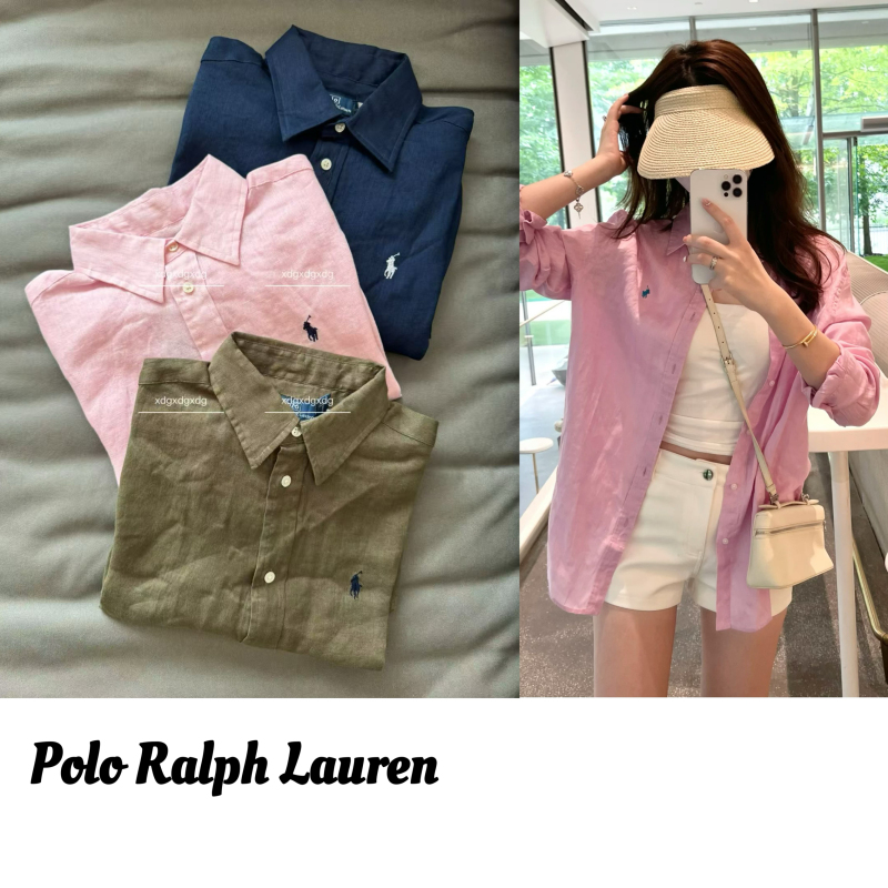 Domestic In-Stock Items* Ralph Lauren Polo Ralph Lauren Women's Linen Shirt with Classic Embroidered Logo