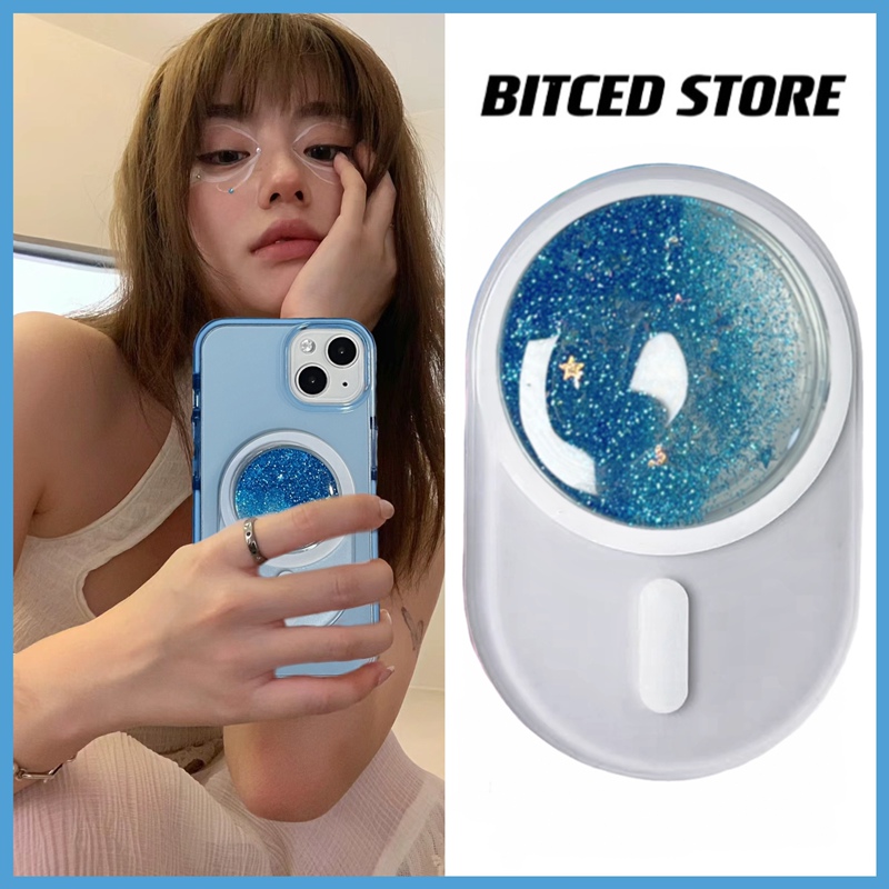 Zhao Lusi's Same Style Blue and Silver Liquid Sand Phone Soft Airbag Magnetic Adhesive Stand, Replaceable and Detachable Bubble Slider Zhao Lusi's Same Style Blue and Silver Liquid Sand Phone Soft Airbag Magnetic Adhesive Stand, Replaceable and Detachable Bubble Slider