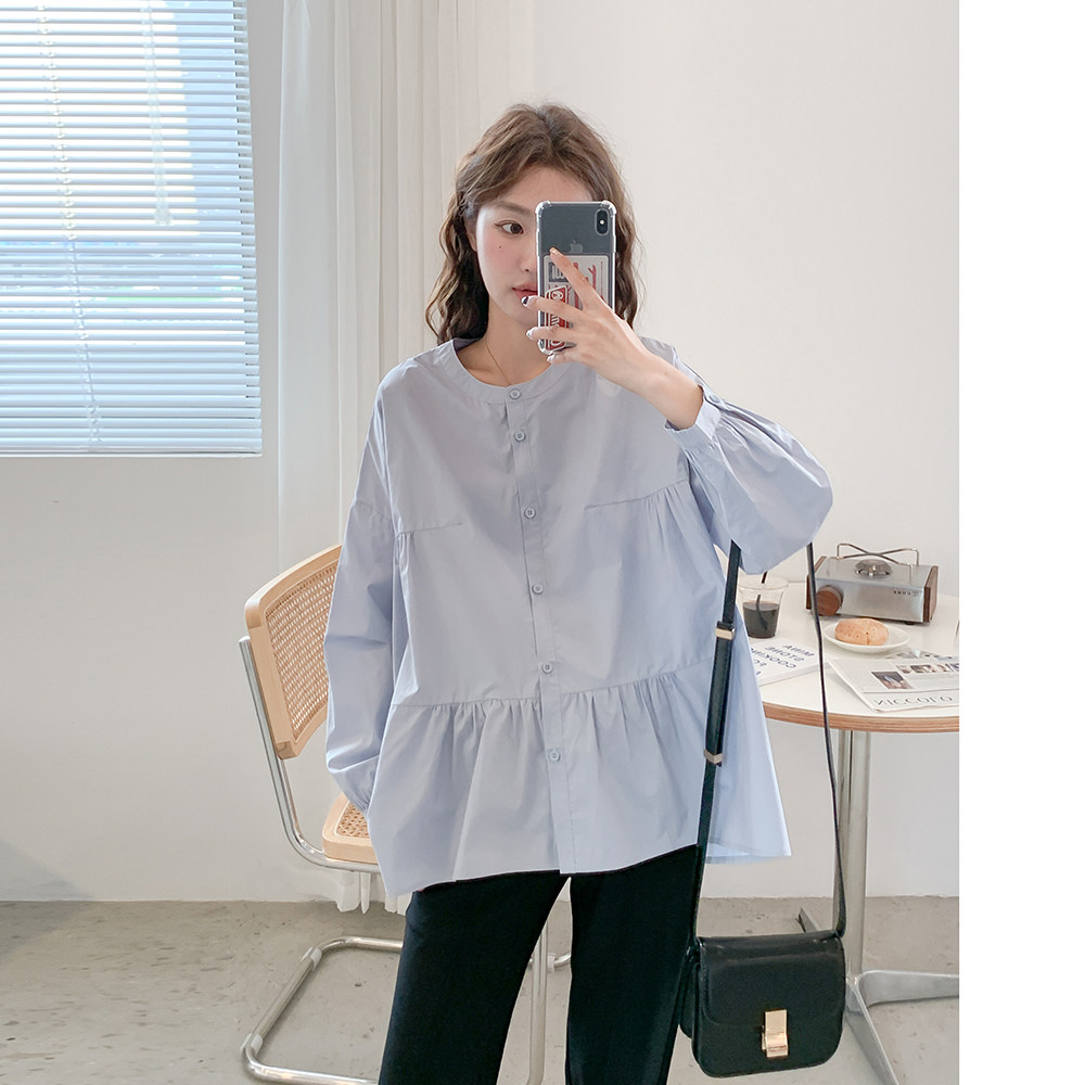 Bera short-shirt ~ pregnant woman shirt early autumn spicy mother sweet and beautiful style loose long sleeves Don't touch gentle wind dolls-Taobao