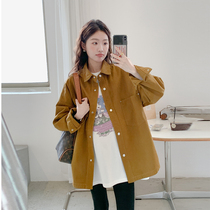 Retro Hong Kong style ~ Pregnant women’s spring windbreaker jacket Korean style loose small mid-length college style long-sleeved shirt