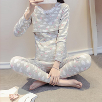 Yuezi clothing postpartum cotton maternal feeding milk clothing nursing pajamas Spring and Autumn Winter Home clothing pregnant women autumn clothing autumn trousers set