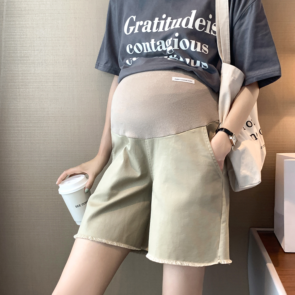 Cuban Art ~ Pregnant Woman Shorts Summer Clothing Hot Pants Fashion Casual Temperament South Korea Loose high waist Covered Meat Straight pants