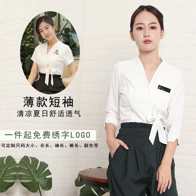 Summer beautician beauty salon foot bath Health Club spa short sleeve temperament massage technician work clothes women's suit