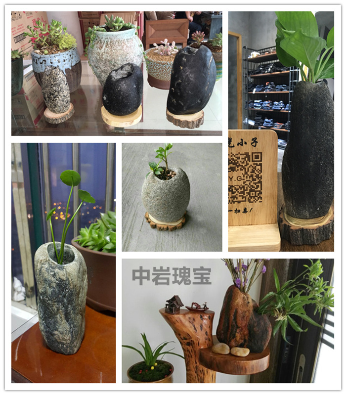 Bình hoa đá trang trí máy tính để bàn sáng tạo Cá tính đơn giản chèn bình thủy canh cây xanh Hoa đá gốc - Vase / Bồn hoa & Kệ bình cắm hoa