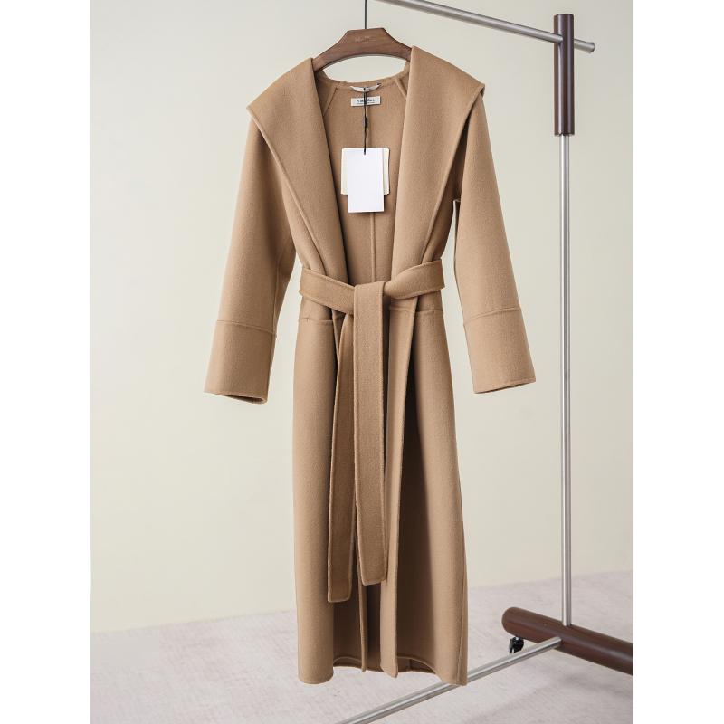 Help You Save Ten Thousand: the Correct Version of the Smax Same-Style Hooded Double-Sided Wool Fabio Coat, Women's Long Woolen Coat