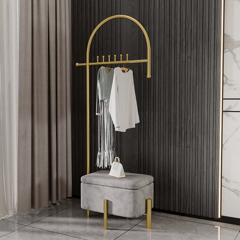 Nordic clothes hat rack hanging clothes hanger bedroom light lavish home living room hanging clothes rack Easy modern floor containing stool