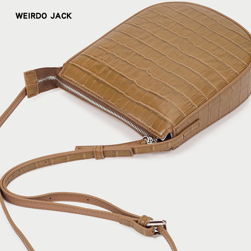 Crocodile pattern first layer cowhide hand mobile phone small bag 2021 new fashion women's fashion small messenger mini saddle bag