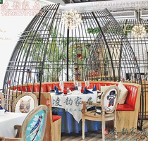 Wrought iron large restaurant bird cage decoration large outdoor hotel giant sofa card holder oversized bird cage