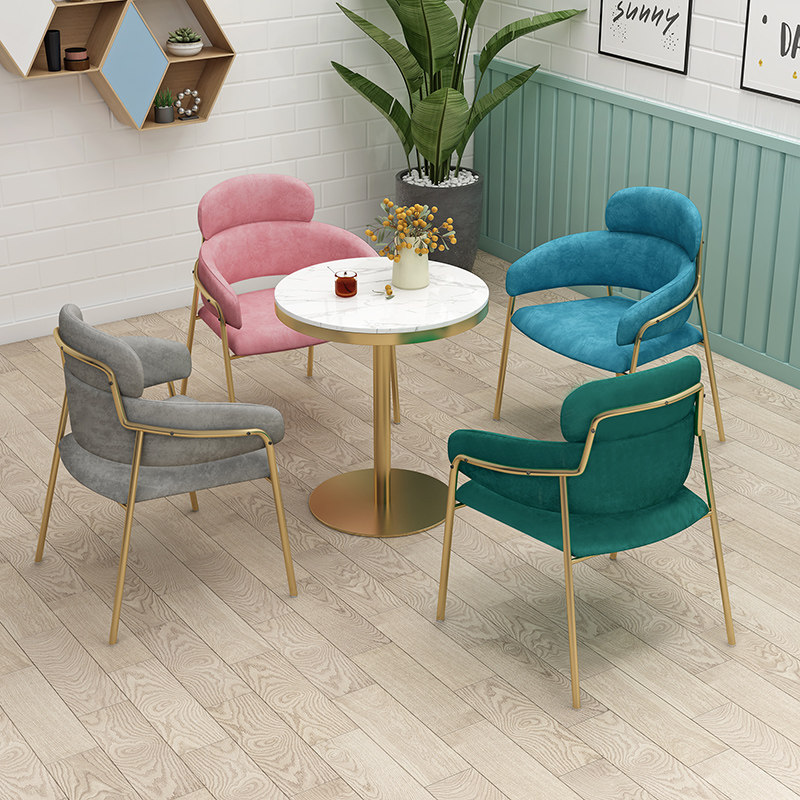 Marble Iron Art Table And Chairs Net Red Sweet shop Milk Tea Shop Round Table Square Table Dining Room Casual Table And Chairs Balcony Three Sets