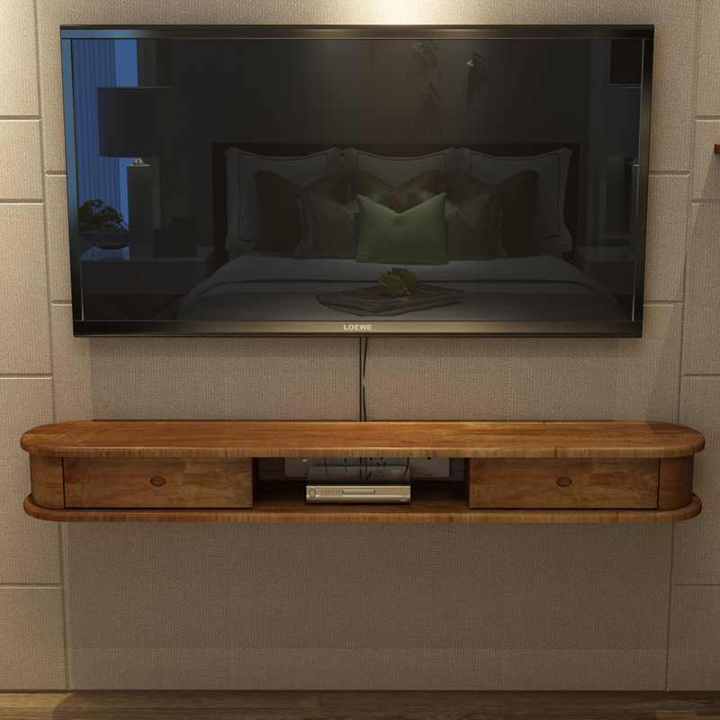 Solid Wood Wall Mounted Tv Cabinet Creative Tv Wall Walnut