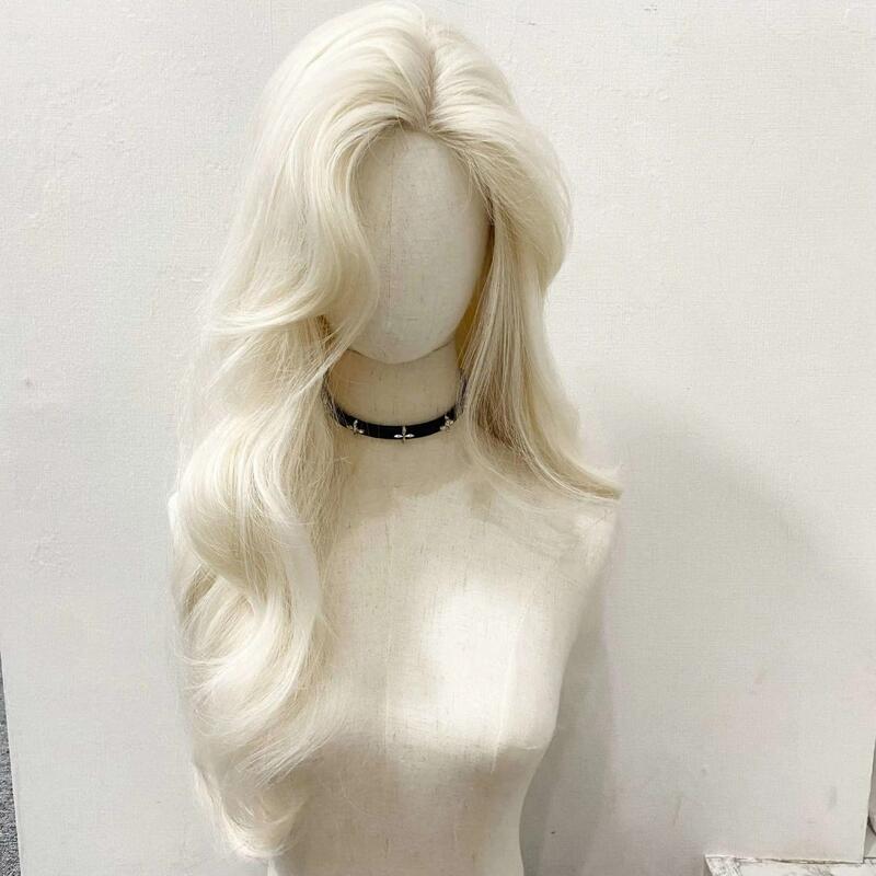 【Platinum】Front Lace High Crown Layered Platinum Big Wave Wig for Women Full Head Cover