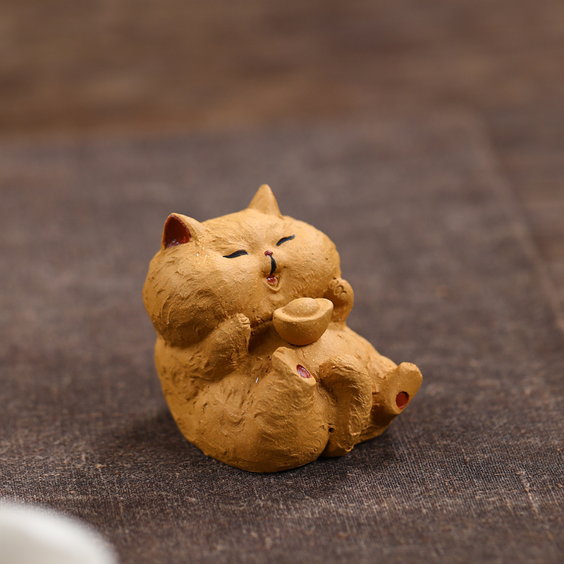 Purple Sand Cute Trick Cat Tea Darling Tea Spoonful with Fun Tricks Cat Tea Desk Tea Play With Small Pendulum Ware Tea Set Accessories-Taobao