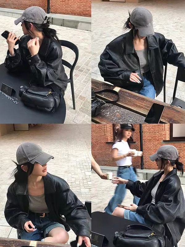Imported Sheepskin Textured Haining Genuine Leather Jacket for Women, High-End Retro Pilot Jacket with a New Style