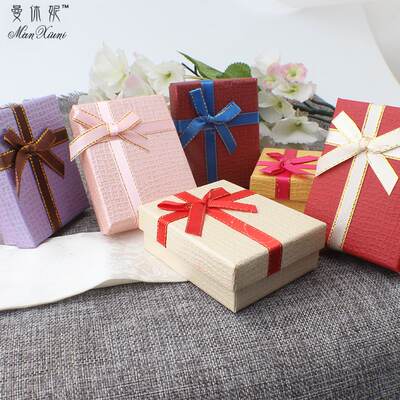 Jewelry and accessories box, ring packaging, gift box, earrings, pendant storage, paper box, stud earrings, top and bottom covers, bow for women