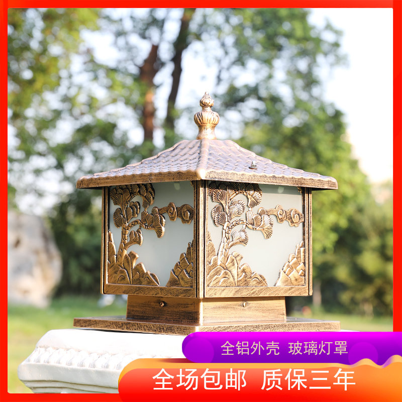 European-style column head lamp Villa wall head lamp outdoor lamp welcome pine wall lamp engineering garden lamp LED