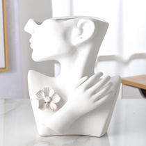 Nordic ins style creative portrait ceramic vase living room flower arrangement flower arrangement dry flower decoration art home decoration