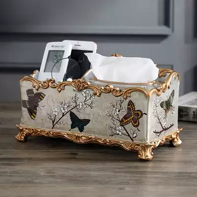 European-style multi-function tissue box Living room coffee table household toilet paper box creative American retro remote control storage box