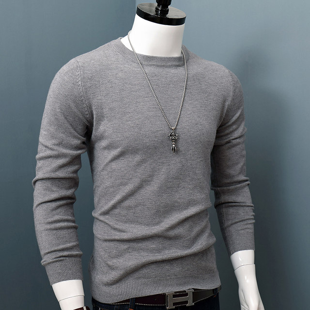 Autumn and winter cashmere sweater men's round neck warm loose solid color pullover sweater men's sweater bottoming thick top