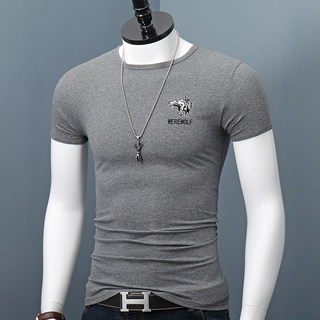 Printed Short-Sleeve T-Shirt for Men, Slim Fit, Summer Round Neck, Versatile, Tight-Fitting Casual Top, Undershirt, Trendy