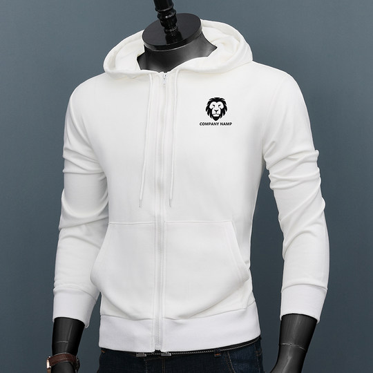 连帽卫衣男士棉质拉链开衫外套秋冬季印花修身百搭休闲保暖上衣潮