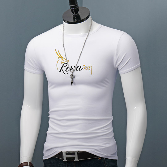 Camiseta de manga corta con cuello redondo para hombre, informal, juvenil, de verano, talla grande, media manga, algodón puro, estilo coreano, camisa con fondo, camiseta superior de moda