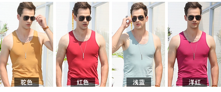 Áo vest nam Summer Slim Solid Color Sports Sports cotton co giãn vest vest nam trẻ trung áo khoác vest nam hàn quốc