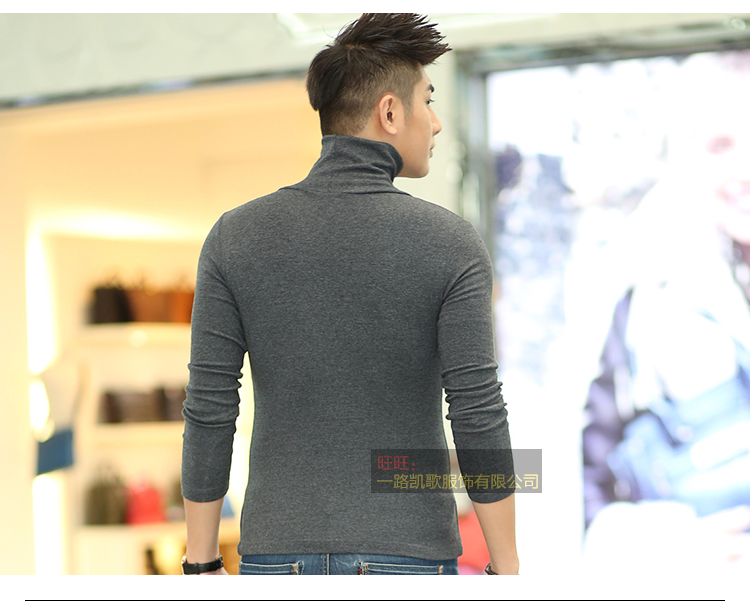 Của nam giới mùa thu phương thức cao cổ áo dài tay t-shirt nam slim body áo sơ mi cơ thể chặt chẽ áo Hàn Quốc phiên bản của quần áo máu
