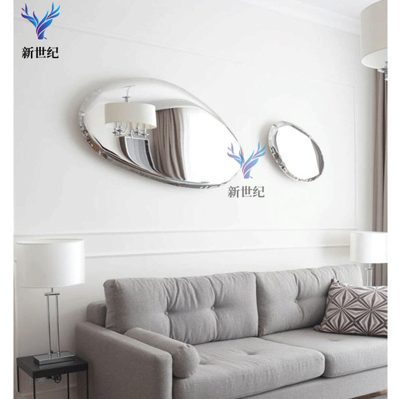 Creative beauty window stainless steel pebbles ornaments garden waterscape sketch square metal stone wall decoration