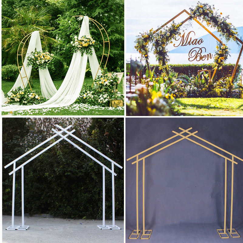 New Wedding Props Iron Art Pentagon Shelf Geometric Anomalous Arches wedding Stage Background Decorative Flowers-Taobao