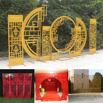 Chinese wedding props Chinese door iron art screen carved background fragrant seven-piece set decoration wedding road decoration