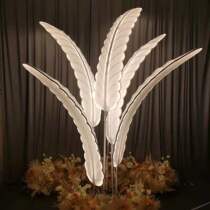 New wedding props glowing banana leaves coconut tree Road background window decoration welcome glowing feather lamp