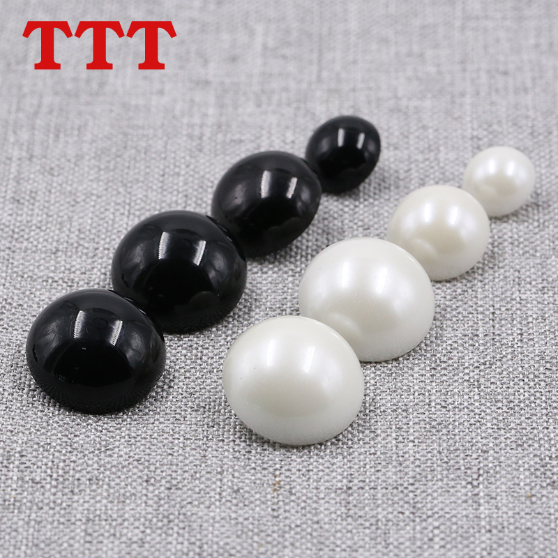 Black and White Sweater Buttons, Pearl Buttons, Round Mushroom Plastic Buttons for Women's Coats, Shirts, and Clothing