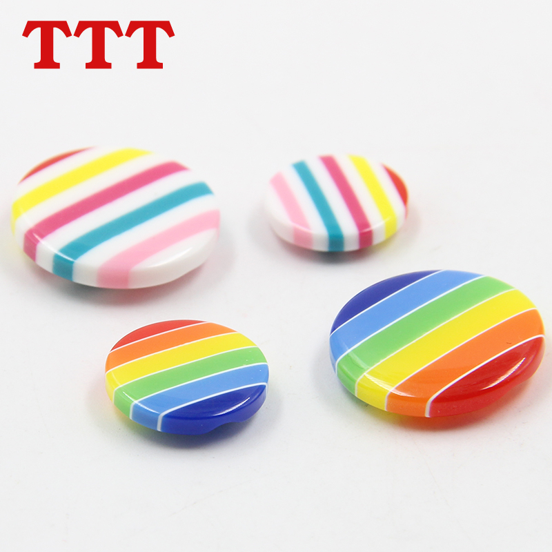 Round DIY resin button QQ son color stripe children ladies shirt sweater clothes go with button accessories