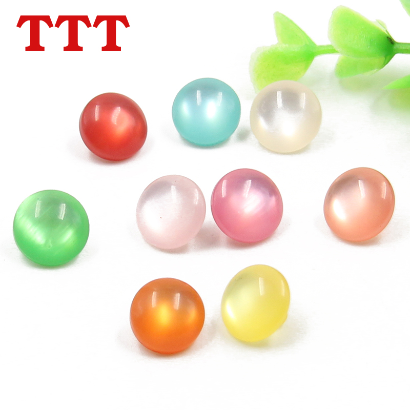 ✅ Colorful white round all-match children's sweater dress button cat eye transparent pearl shirt button QQ son