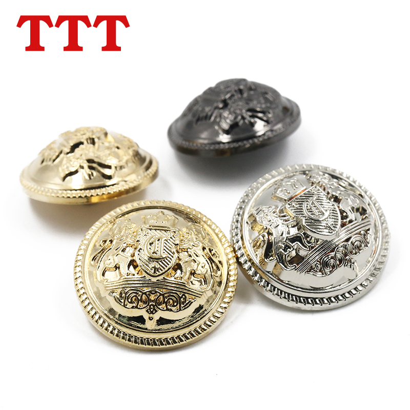 High-end metal button button round wild coat trench coat pants men's coat wool suit buckle gold silver