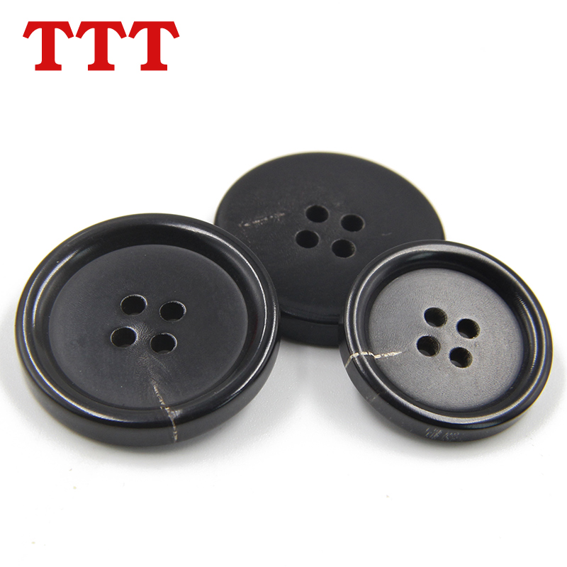 Round four eyes natural real horn black women's suit windbreaker coat coat button suit button button accessories