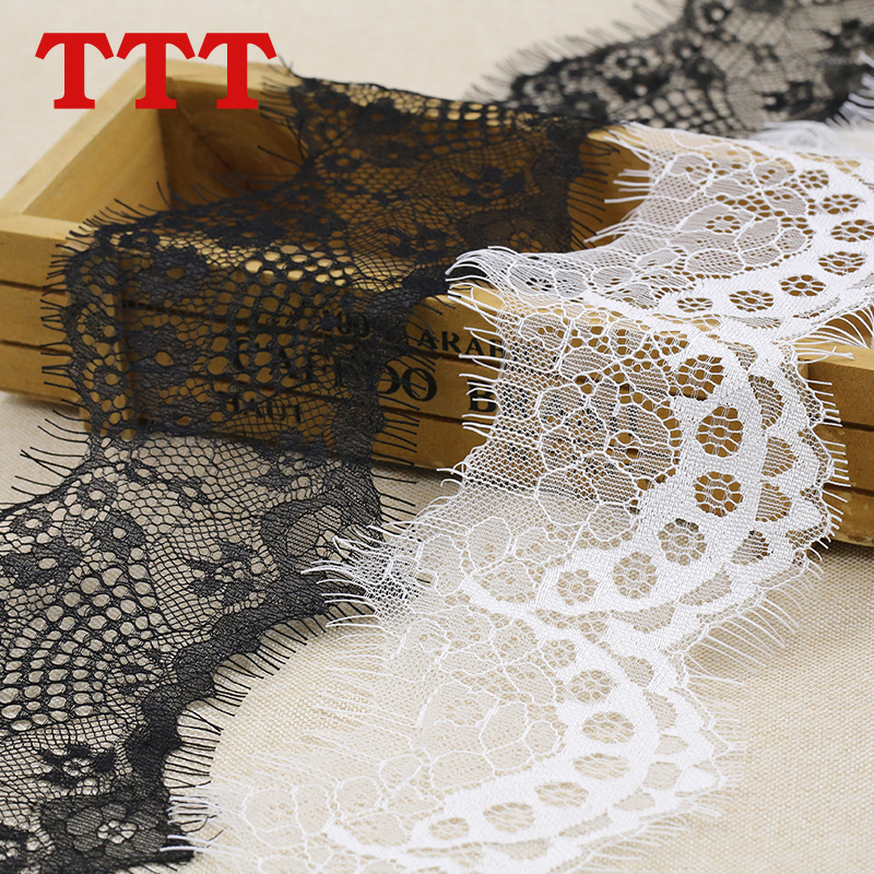 Black White Eyelash Lace Side Mesh Yarn Diy Clothing Clothes Skirt Hem Decorated Lace Hollowed-out Cloth Accessories