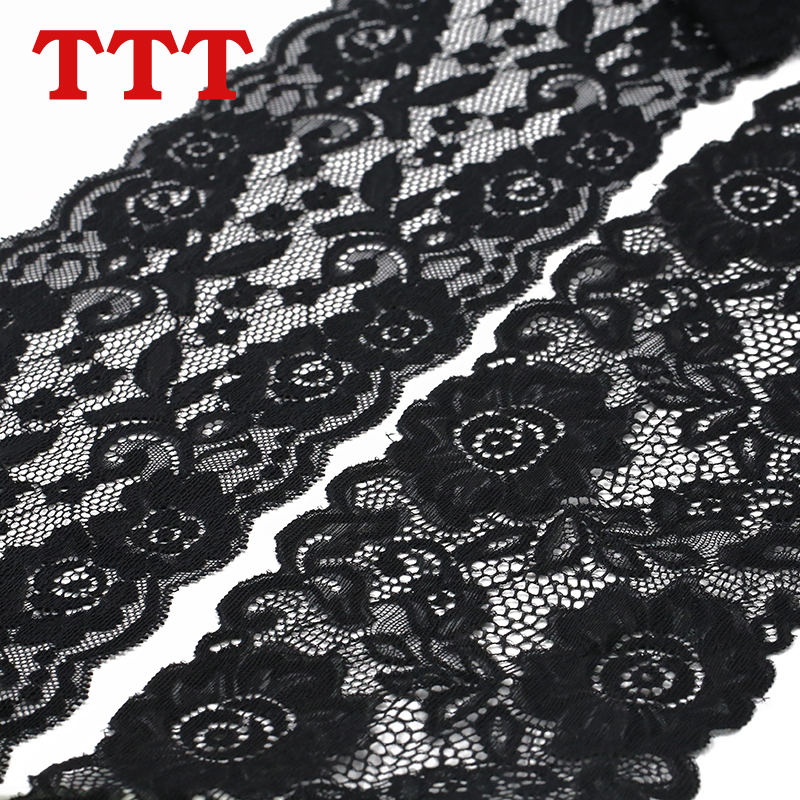 Black white elastic lace lace lace accessories clothing dresses skirt hem clothing decorative lace with silk with fabric