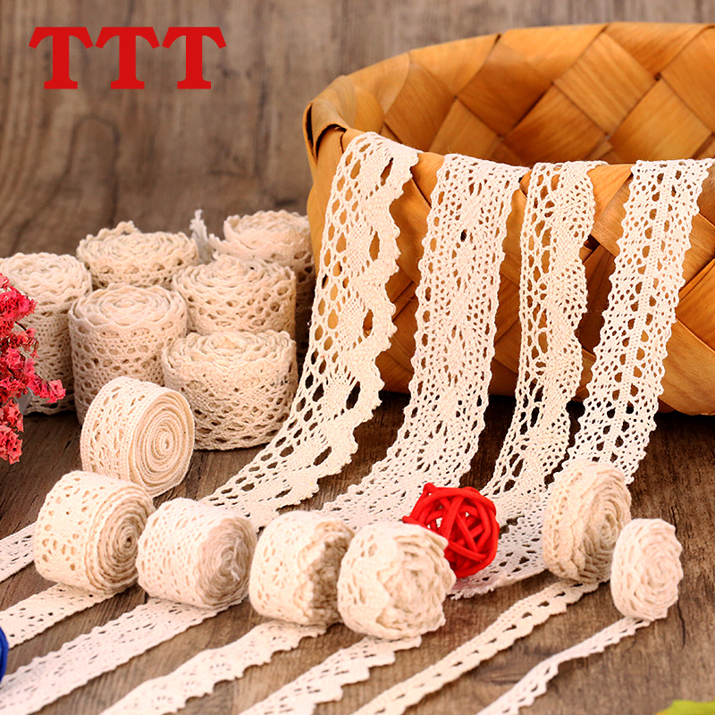Cotton thread lace trim accessories Decorative lace belt Hollow lace belt Fabric handmade DIY clothing curtain material