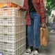 Quần jeans cạp cao nữ thu đông 2018 mới chân rộng rộng mút rộng mm mm size lớn chic chín điểm quần ống thẳng quần jean ống côn