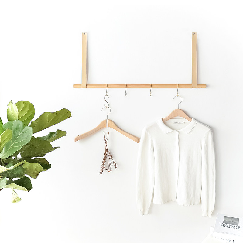 Nordic Homestay Wallwall Handling Handling Belt with Solid Wood Wall Handling Rod Creative Shop Decoration