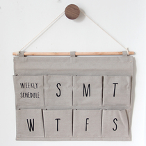 Nordic style fabric hanging bag multi-layer dormitory storage bag wall hanging door rear wardrobe Wall letter storage bag