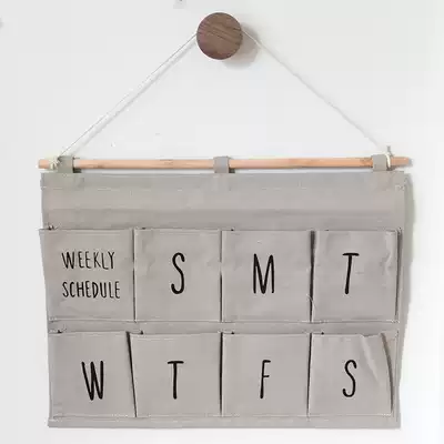 Nordic style fabric hanging bag multi-layer dormitory storage bag wall hanging door rear wardrobe Wall letter storage bag