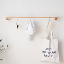 Kitchen nail-free hanging rod solid wood towel rack single pole homestay log clothing Wall wall hanging wooden hanger clothes