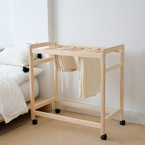 Minimalist modern solid wood trouser rack floor type log bedroom into the family hanging pants containing shelf wood removable shelf