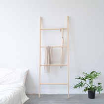 Simple Japanese ladder coat rack floor solid wood hanger clothing store shooting props homestay room towel rack