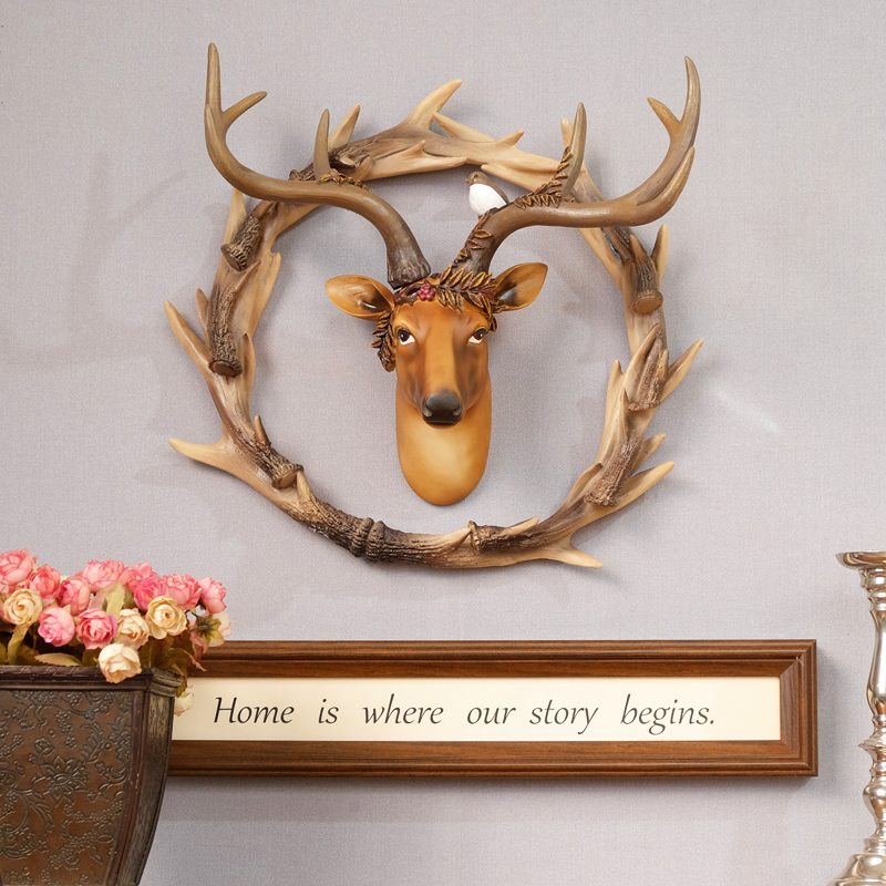 American Countryside Deer Head Wall-mounted Deer Corner Circle Wall Decoration Living Room Genguan Deer Head Wall Decoration Wall Decoration Wall Decoration